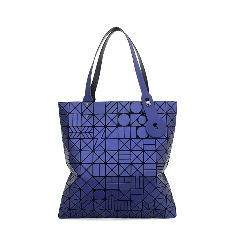 Светящаяся женская сумка-тоут Геометрическая Большая вместительная складная сумка на плечо высокое качество сумки - Цвет: Royal Blue S