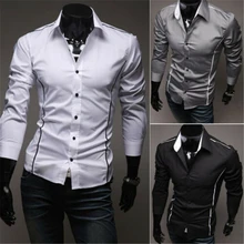 Для мужчин формальная рубашка с длинным рукавом дизайнер бизнес роскошные стандартные для рубашек Fit повседневное Топы корректирующие