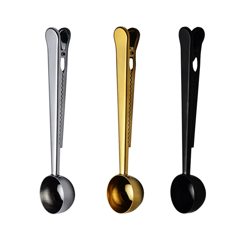 

2-in-1 Coffee Scoop, Stainless Steel Long Handled Tea Spoon with Bag Clip