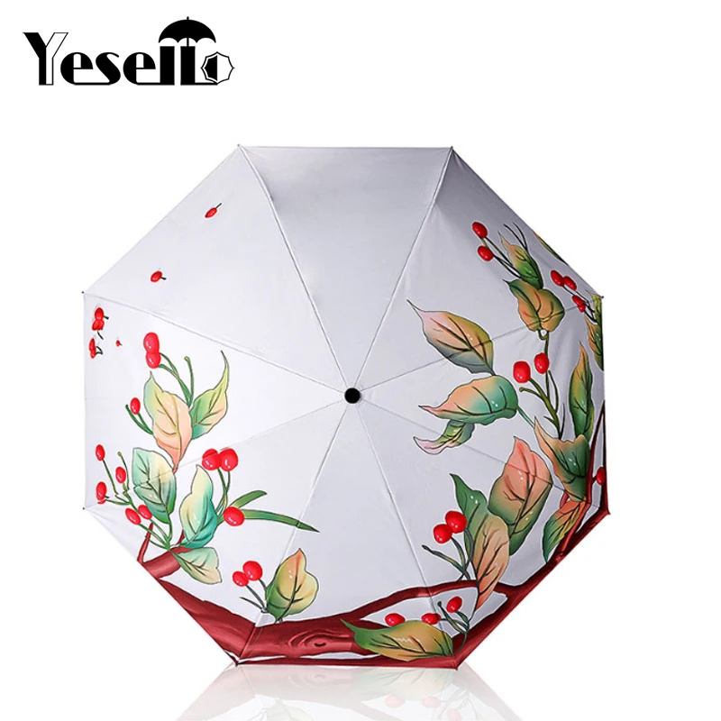 

Yesello Women Windproof Ultralight 3 Folding Umbrellas Automatic Easy Carry Lady Umbrella