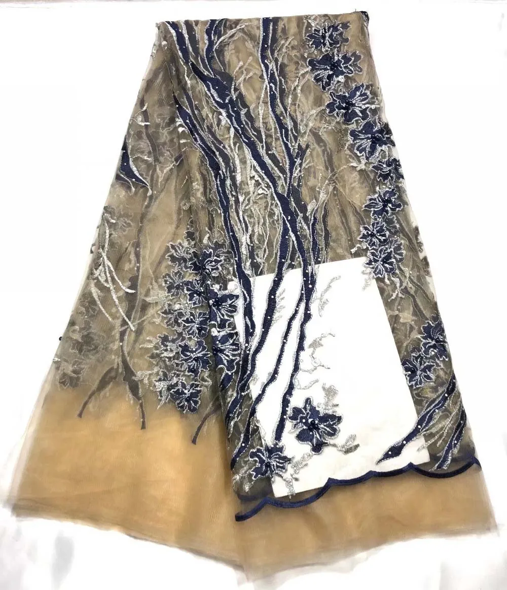 

New Designs African French Lace Fabric High Quality Nigeria african French Net Lace 2018 With Stone and Beaded For Women