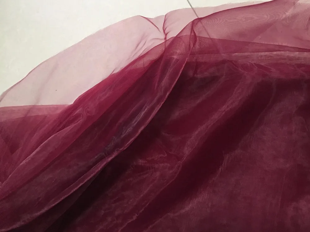 Красное вино мягкая органза вуаль ткань 150 см в ширину 4 м/лот хорошее качество для свадебного платья юбка-пачка блузка бальное платье ткань