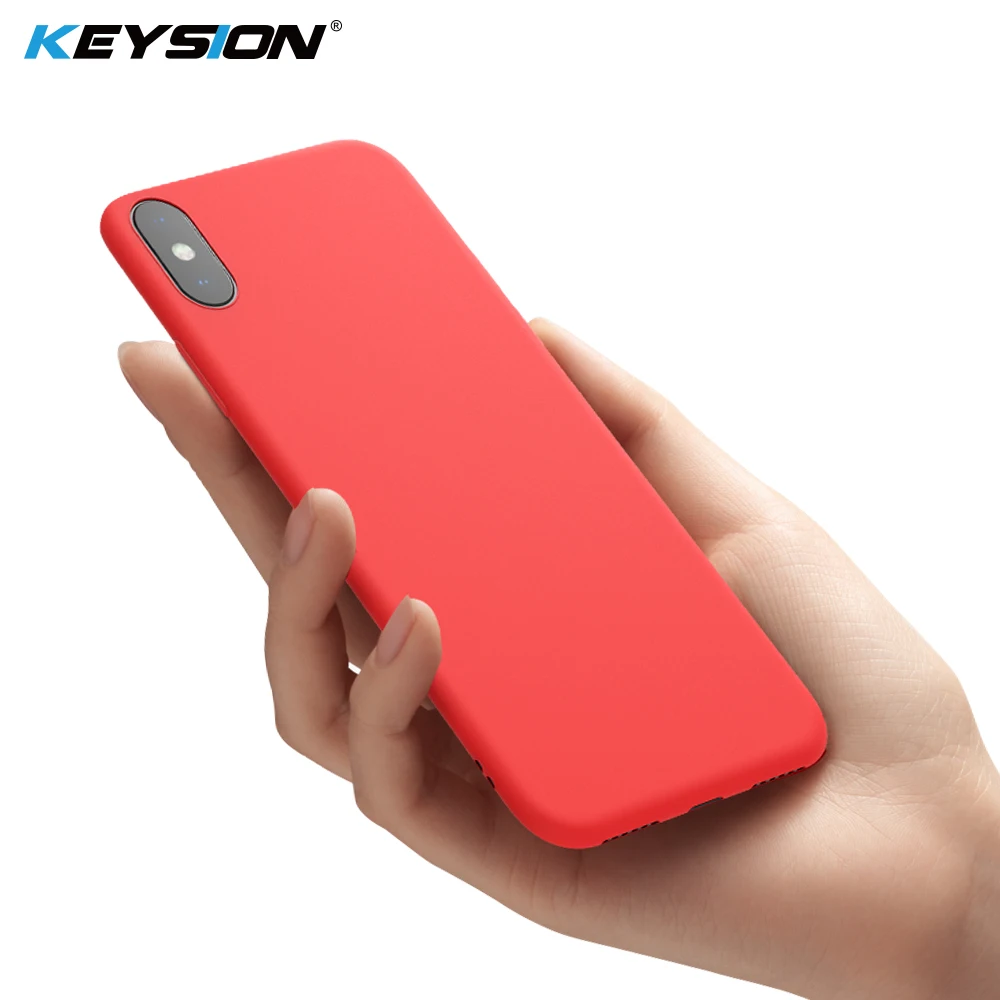 KEYSION оригинальный тонкий жидкий силиконовый чехол для iPhone X 8 7 Plus 6s гелевый