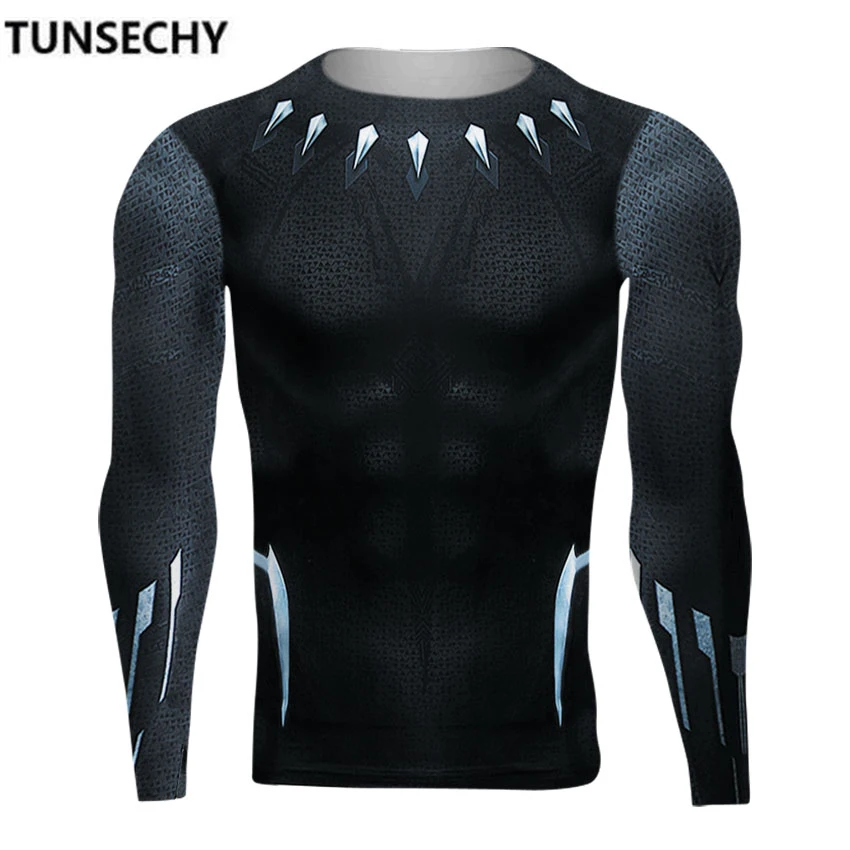 TUNSECHY Черная пантера 3D печатные футболки мужские рубашки Новые Кроссфит топы для