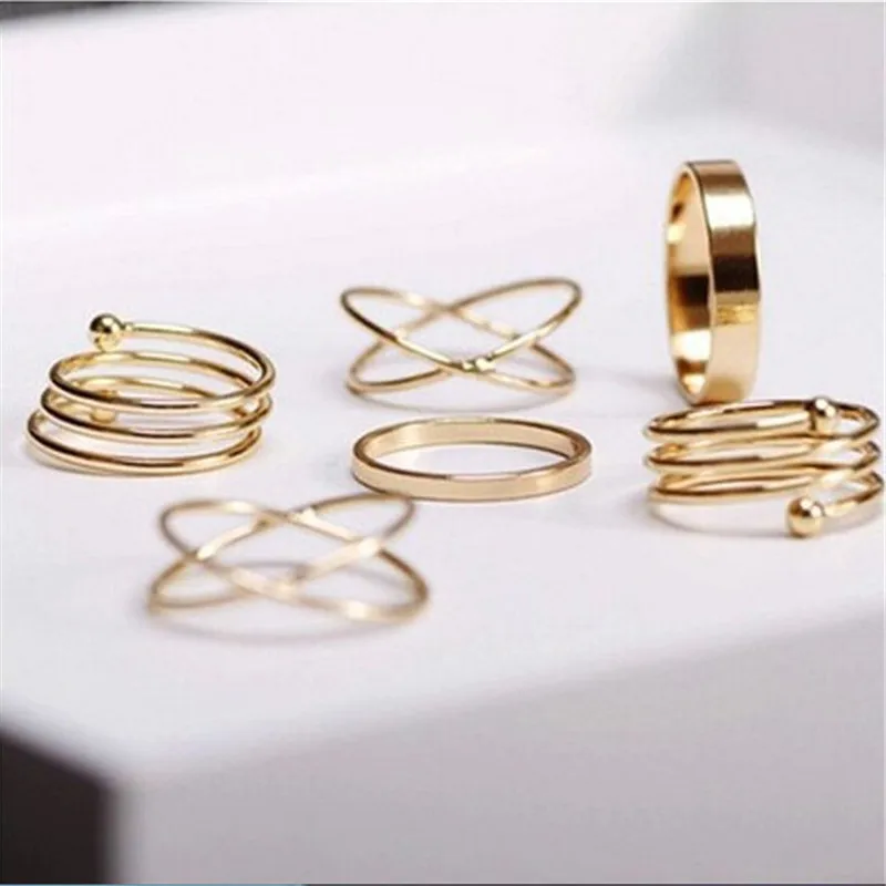 

Hot Unique Ring Set Punk Knuckle Rings for Women Girl Finger Ring 6 PCS Ring Set Best Selling Valentine's Day Gift