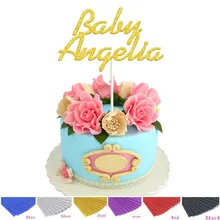 Персонализированная с именем ребенка торт Топпер блестки на заказ золото серебро торт Топпер 1 день рождения, детский душ торт украшение стола