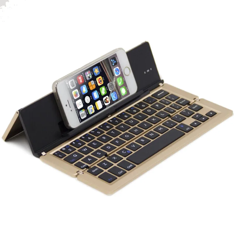 

KF18 Portable Slim Bluetooth Keyboard Rechargeable English Multimedia Wireless Folding Keyboard For Tablet Mobile Phone Notebook