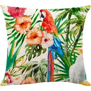 Square 45x45cm cozy couch cushion Home Decorative Pillow Quality Flamingo Parrot Pillow Lily Flowers Birds Cushion without core