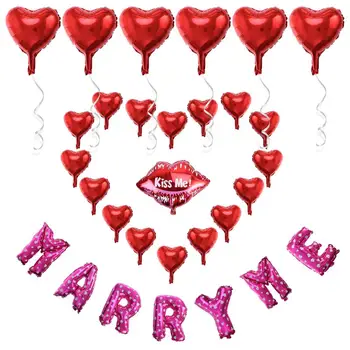 

Aluminum Foil Balloon Wedding Anniversary Engagement Balloons Wedding Party Decoration Supplies MARRY ME With Inflator