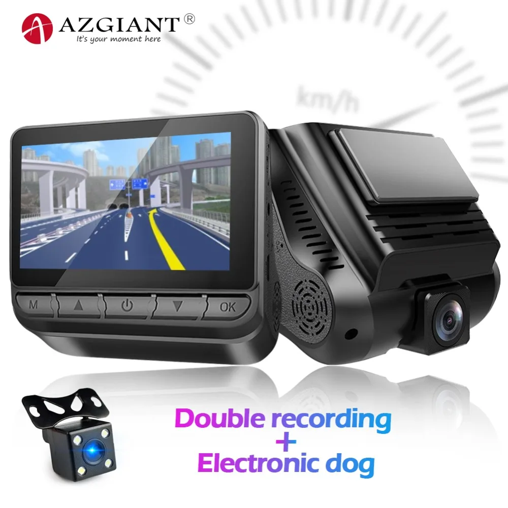 

AZGIANT S28 Night Vision Dual Lens Car DVR E-Dog Sound Warining Overspeed Hidden Dash Cam Video Recorder Loop Recording G-sensor