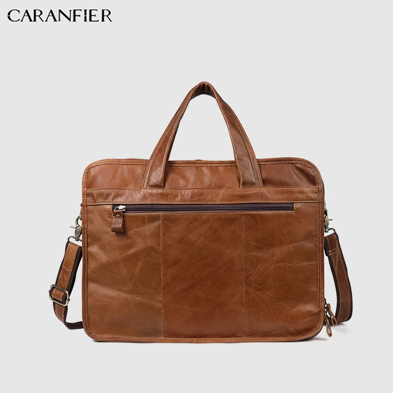 CARANFIER رجل حقيبة خمر المحامي حقيقية جلد البقر الصلبة رسول السفر حقيبة الكتف الأعمال مكتب وثيقة حقيبة يد