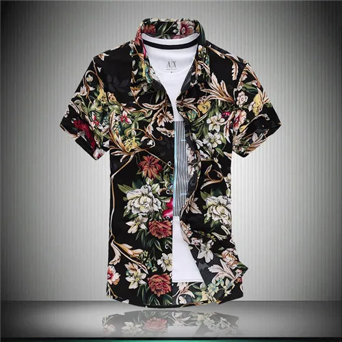 14 цветов,, модная мужская шелковая гавайская рубашка с коротким рукавом размера плюс 3XL 4XL 5XL 6XL 7XL, летняя повседневная мужская рубашка с цветочным принтом, 50OFF - Цвет: 3030