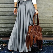 Летняя Осенняя юбка женская Повседневная Высокая талия длинная Макси пляжная юбка Бохо длинная юбка