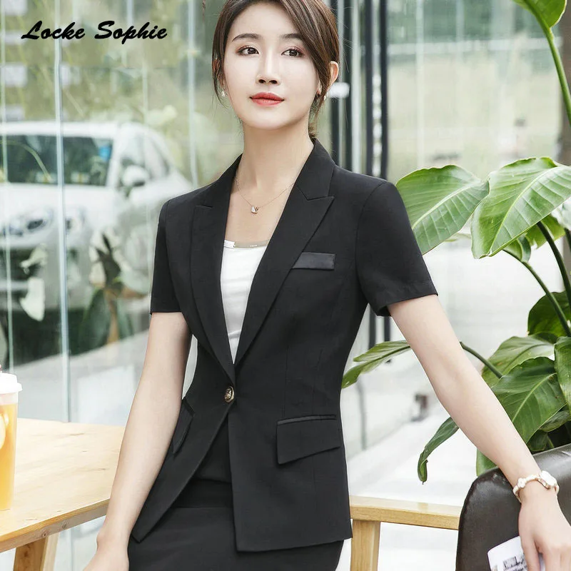 1pcs Women's Plus size Blazers coats 2019 Summer cotton blend Short sleeve Small Suits jackets ladies Skinny Blazers Suits coats