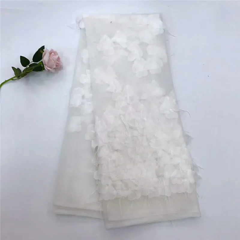 

2018 New Fashion 3D Nigerian lace fabric For Wedding Dress Good Quality French Mesh Lace Fabric HX1024-2
