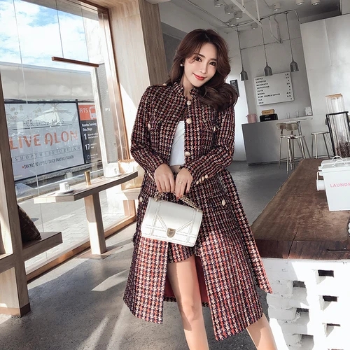 Высококачественная винтажная шикарная клетчатая твидовая куртка для ...