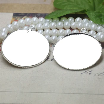 

Copper 25mm~100pcs/Lot Silver Plated Blank Pendant Trays Bases Cameo Cabochon Setting for Glass/Stickers