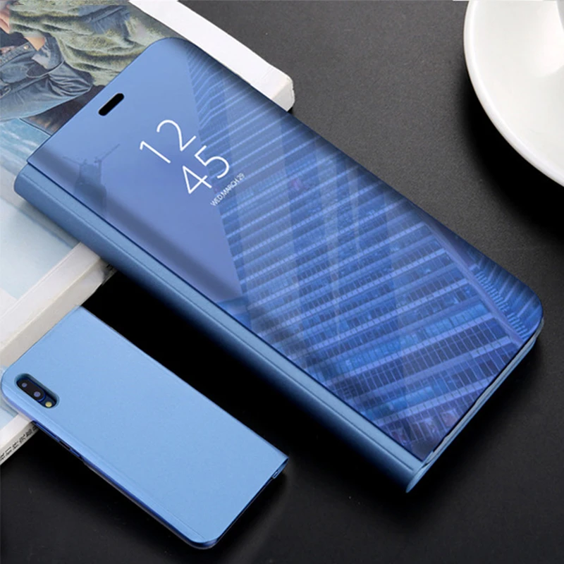 

Smart Flip Mirror View Cover For Huawei P20 p9 P10 lite plus luxury huwei Mate 20 lite 10 9 Pro Honor V10 p smart Stand Cases