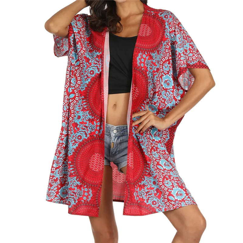 

Litthing Women Summer Kimono Cardigan Blouse Casual Women Vintage Print Beach Sunproof Cardigan Shirts Camisa Blusas Feminina