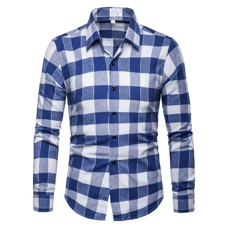 

Plaid Shirt Men's Blouse Long sleeve Casual Men Shirts Mens Clothing Fashion Black Red Blue New