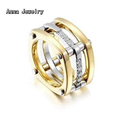 

2018 Vintage Designer Steel Ring in Stainless Steel and Black/Yellow Gold/Rose Gold Clearly Stone Fashion Ring For Pretty Women