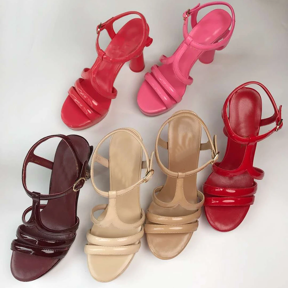 

Stkehidba Hot Shoes Woman Cow Leather Sandals Strange Style High Heels Sandals Ankle Strap Platform Summer Sandals 34-41 Shoes