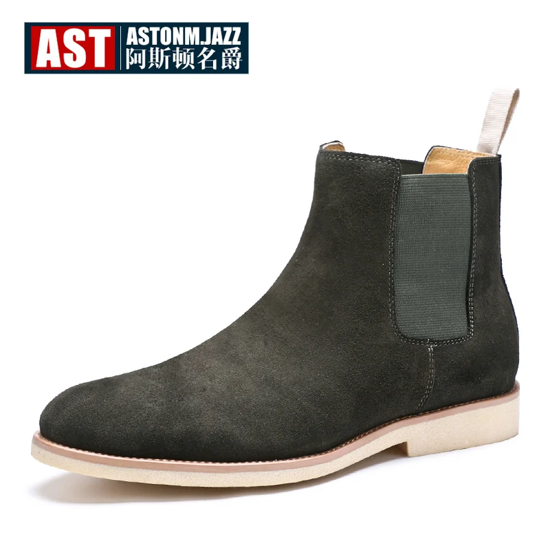 Dos khaki tan Puxar Pontas Eua army Homem Do Camurça Pé Couro Inverno Sapatos Grande Dedo 6 Chelsea Homens 45 Vaca Botas Tamanho Green De Black Em 12 FZFqw7gp