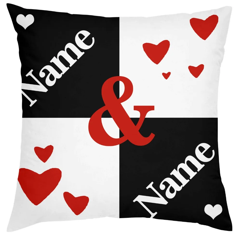 

Hot Personalized Cushion Cover Couple Throw Pillow Case Peronalised Wedding Valentine Gifts Love Heart Custom Name Printed 18"