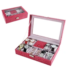 Бренд шкатулка для драгоценностей чехол розовый черный кожаный чехол кольца, шкатулки, ювелирные изделия Наручные часы коллекция часов хранения Органайзер-коробка для хранения Чехол