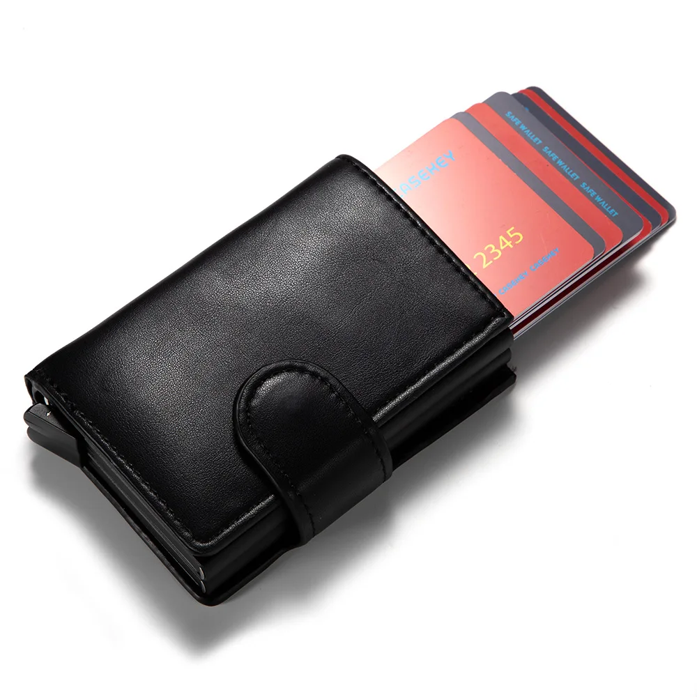 

New Antitheft Card holder Men Women Credit Card Holder Blocking Rfid Wallet Leather Security Information Aluminum Metal Purse