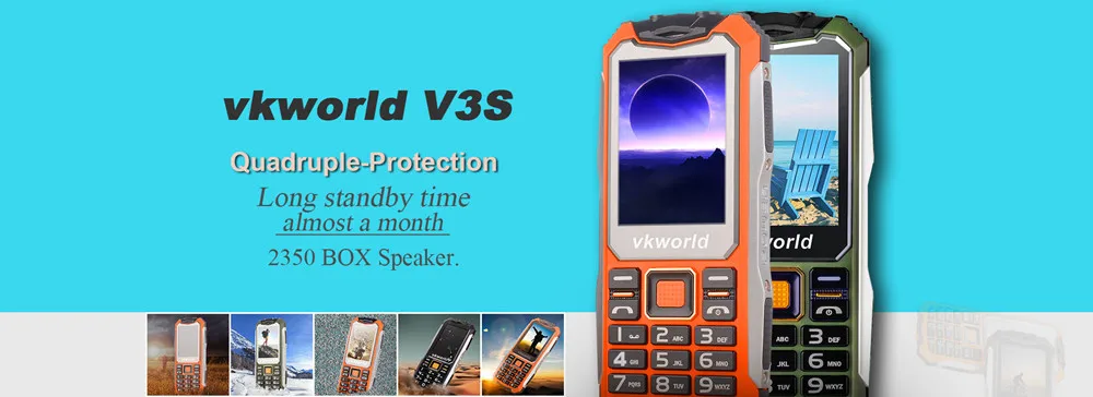 VKWorld Stone V3S водонепроницаемый мобильный телефон SPRD 6531D 2,4 дюймов Анти-низкая температура 2200 мАч длинный режим ожидания двойной светодиодный fm-радио телефоны