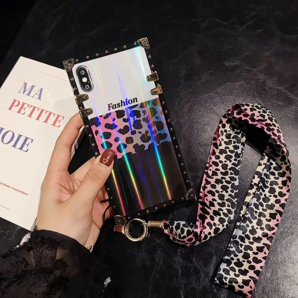 

Leopard Square Aurora Phone Case For Vivo V11 V15 Pro V11i Y66 Y67 V5 Y75 Y79 V7 Plus Y85 V9 Y95 Back Cover