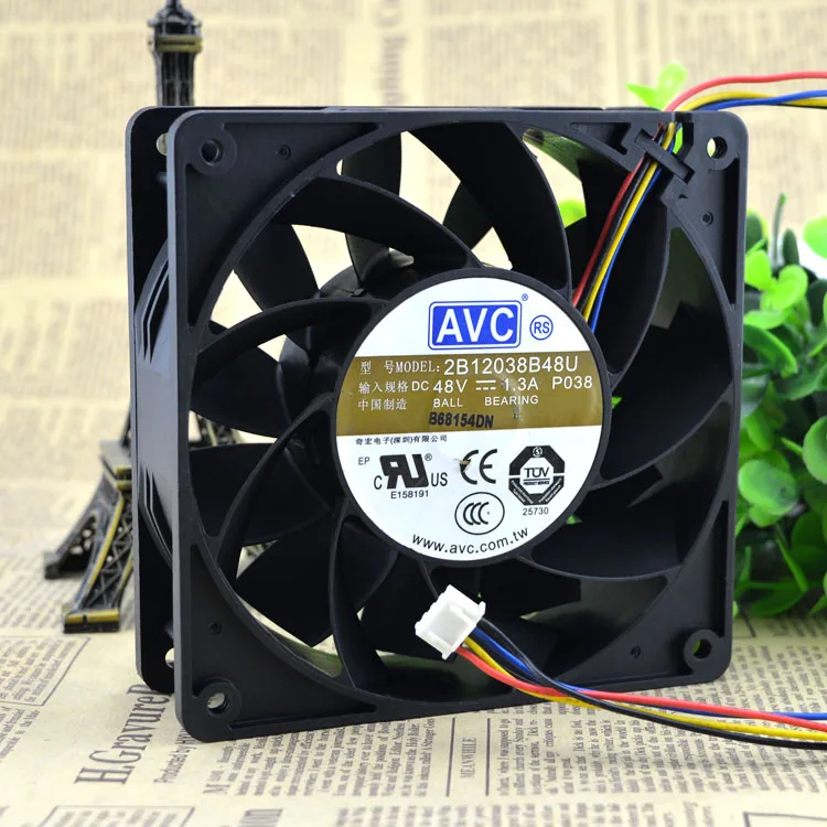 

AVC 2B12038B48U-P038 DC 48V 1.3A 12cm 120*120*38mm 12038 4-wires PWM server inverter axial cooling cooler fan