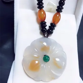 

Koraba Fine Jewelry Natural White Chalcedony Flower Pendant Necklace Noble Gifts Free Shipping