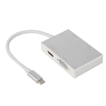 

New 4 in 1 USB-C Type-C To HDMI + VGA + DVI + USB3.0 USB HUB Adapter Integrator Docking Station For Macbook / Matebook