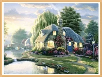 

The creek flower lodge 60X45cm needlework diy diamond painting fashion home decoration cross stitch pasted painting square drill