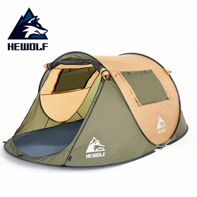 Best Price Hewolf Camping Tent Fully Automatic Ultralight Family Tent One Second Open Waterproof Windproof Big Space Camping Travel Tent 