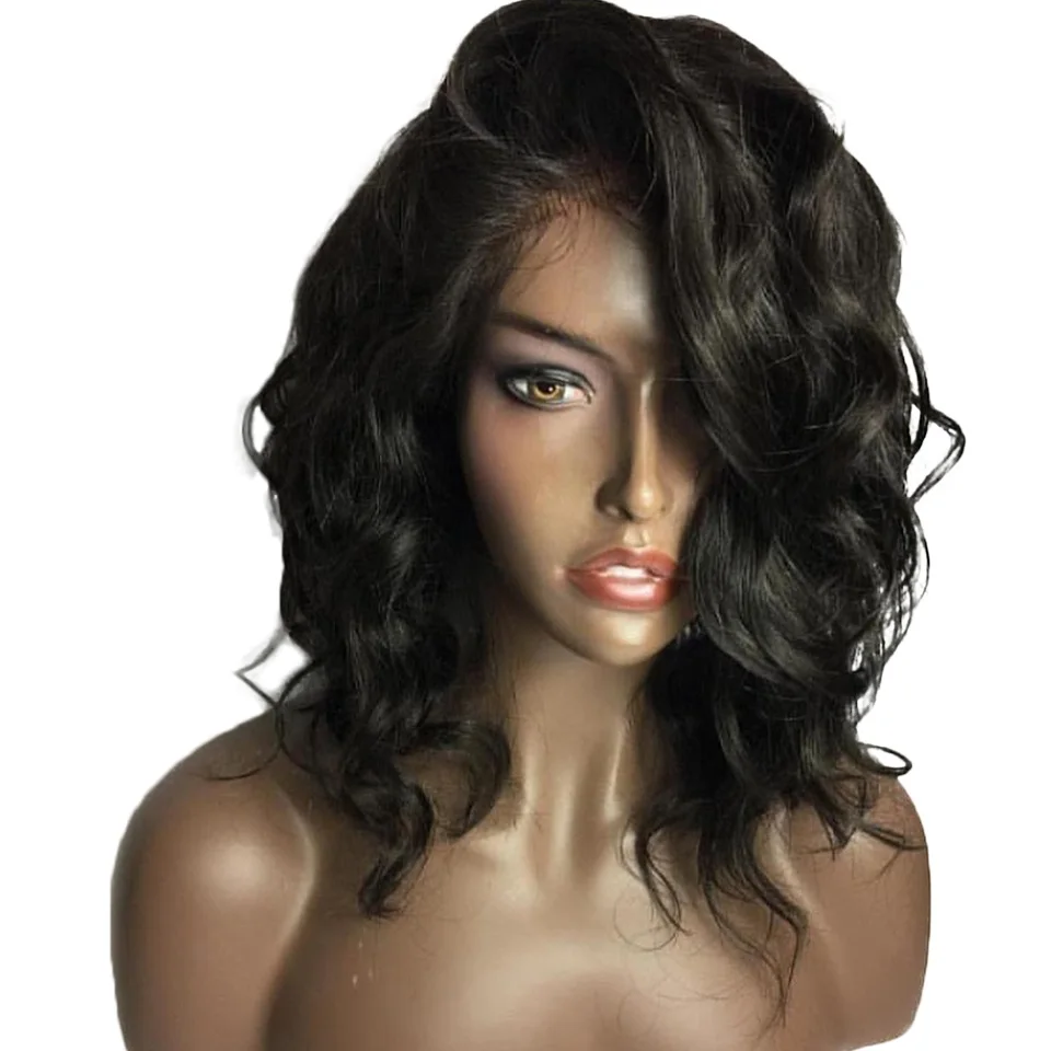Short-Wavy-Brazilian-Lace-Front-Human-Hair-Wigs-With-Baby-Hair-Natural-Black-Color-8-16Inch