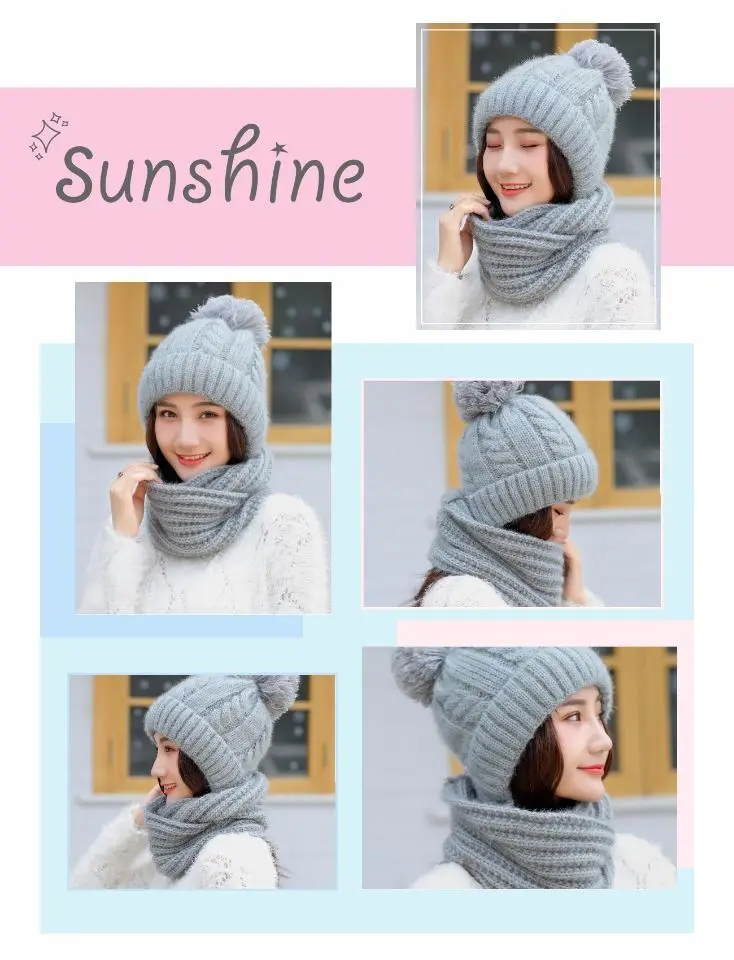 SUOGRY зимние аксессуары для женщин, Толстая теплая женская зимняя шапочка-шарф, набор для девушек, вязаная шерстяная шапка, шарф для зимнего комплекта
