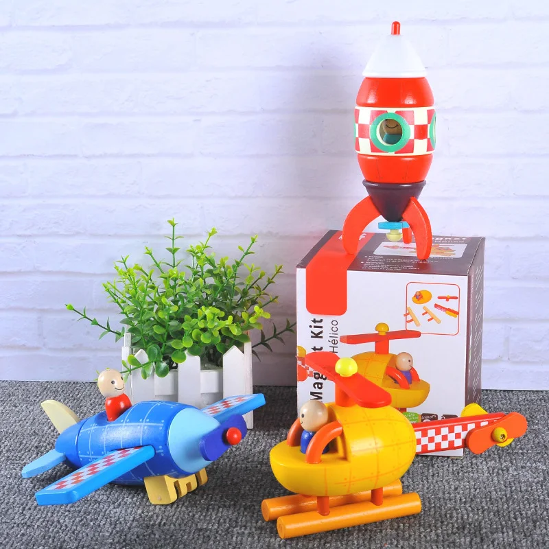 

rocket model wooden Children's aerospace series building blocks toys City Space satellite space rocket DIY figures Bricks