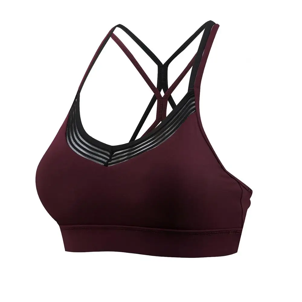 SYPREM Sports Bra Spaghetti Straps with Woven Tape Combo sports bra Workout Padded light sports Yoga Bra sports bra,18FT1032