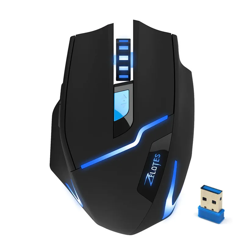 

ZELOTES 2.4G Wireless 2400DPI Adjustable Gaming Mouse wireless mouse for pc laptop computer mouse hand game Dec24