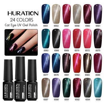 

Huration Hot Sale Magnetic Cat Eyes Color LED UV Gel Nail Polish Soak Off Lacquer for Nails New 24 Colors Nail Art Gel Varnish