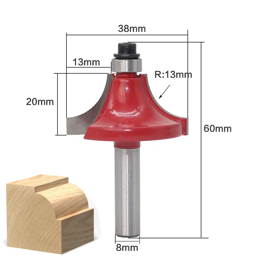 Круглый За кромки фрезы-1 "Radius-8" хвостовика 1 шт. 8 мм хвостовик древесины маршрутизатор немного прямо концом триммер очистка флеш отделка