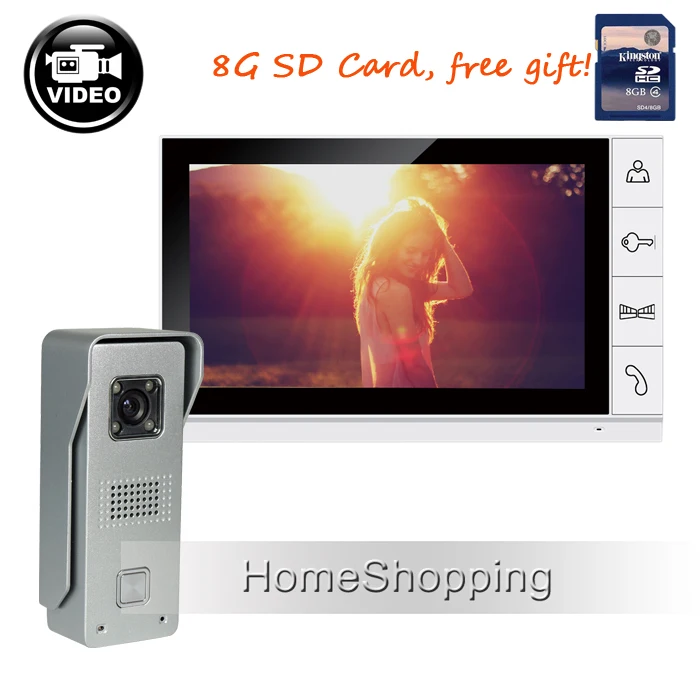 

FREE SHIP 9" Recording Monitor Video Door phone Intercom System + Night Vision Outdoor Camera + 8G SD card IN STOCK