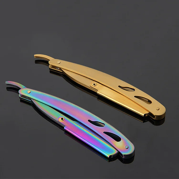 

Colorful Titanium Razor Holder Manual Razor Holder Rack Classic Old Series Razor 420 Steel Golden Facial Remover Tool 094#
