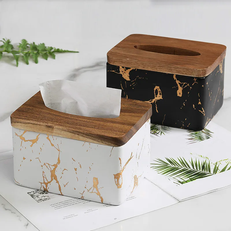 Скандинавская роскошная черная Золотая мраморная коробка из керамической ткани для дома и ванной комнаты декоративный поднос