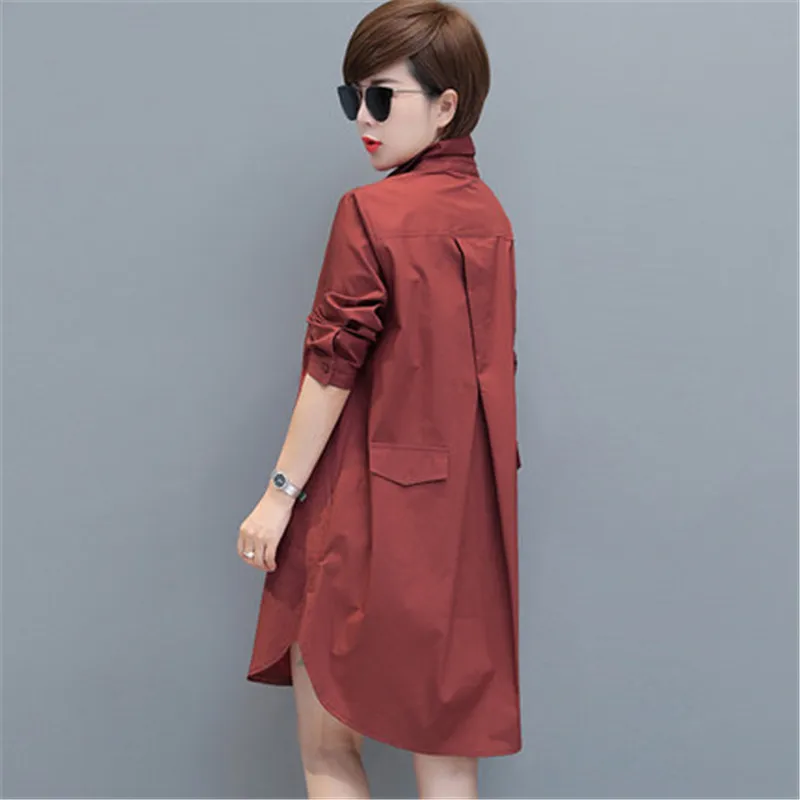 Модная Длинная ветровка для женщин, весенне-осеннее пальто для женщин, Корейская Новинка, Женская куртка размера плюс, верхняя одежда X340 - Цвет: Brick red