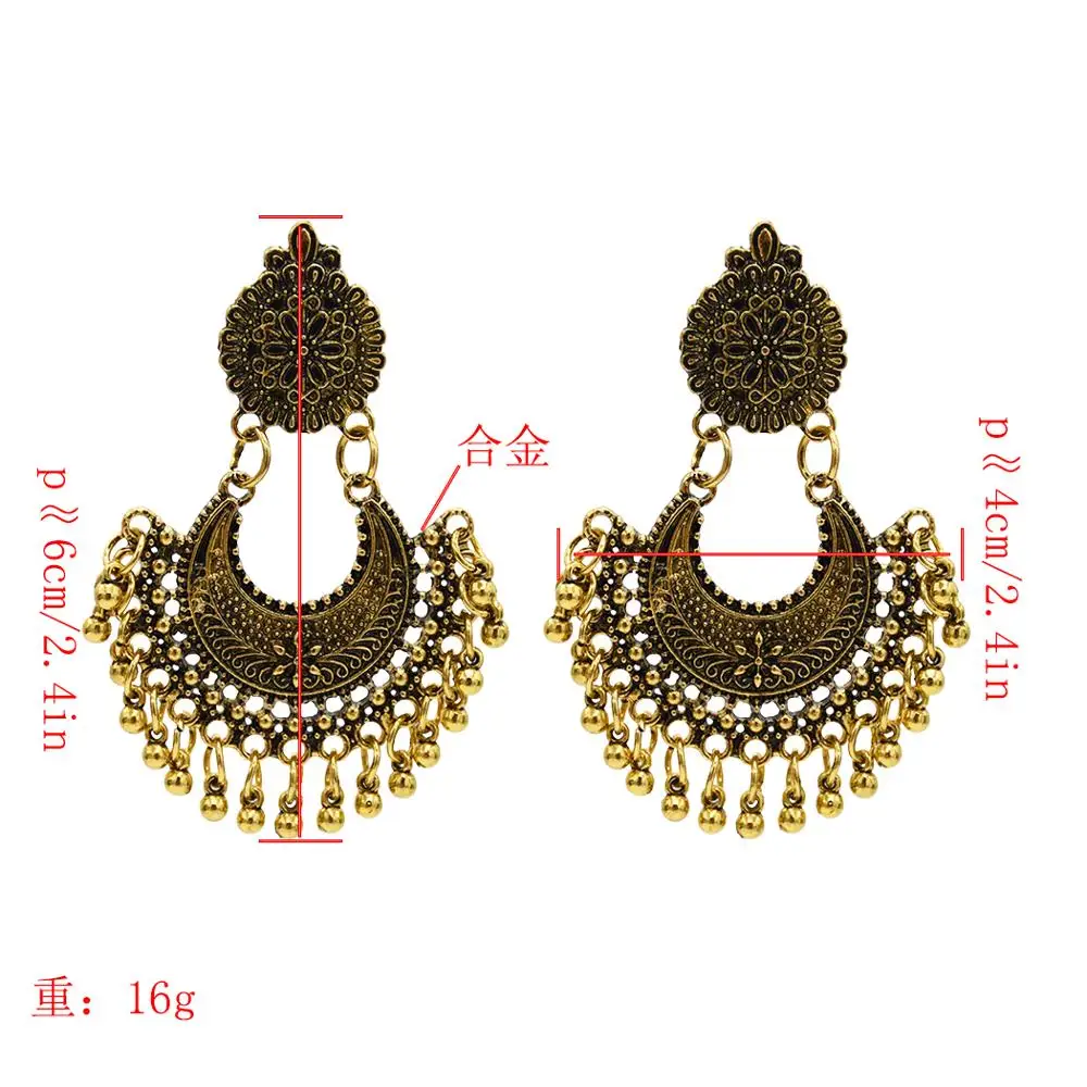 Индийские окисленные цветные золотые Резные Цветочные Подвески Jhumka Jhumki