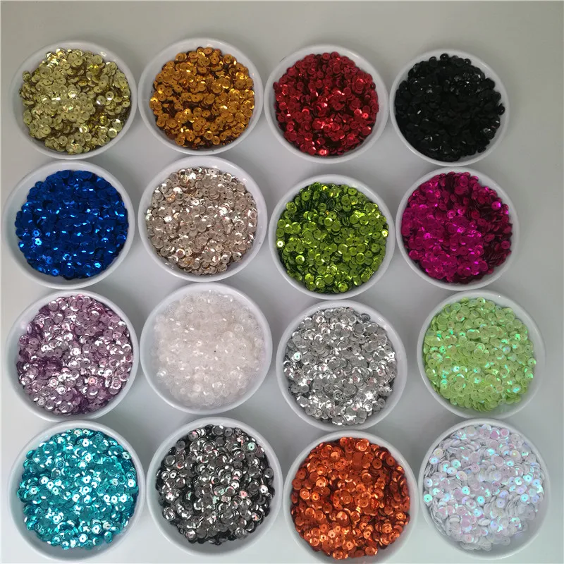 

6mm Silver-based Colors PVC Round Cup Loose Sequins Paillettes Sewing Wedding Craft Women Garment Clothes Dress DIY Accessories